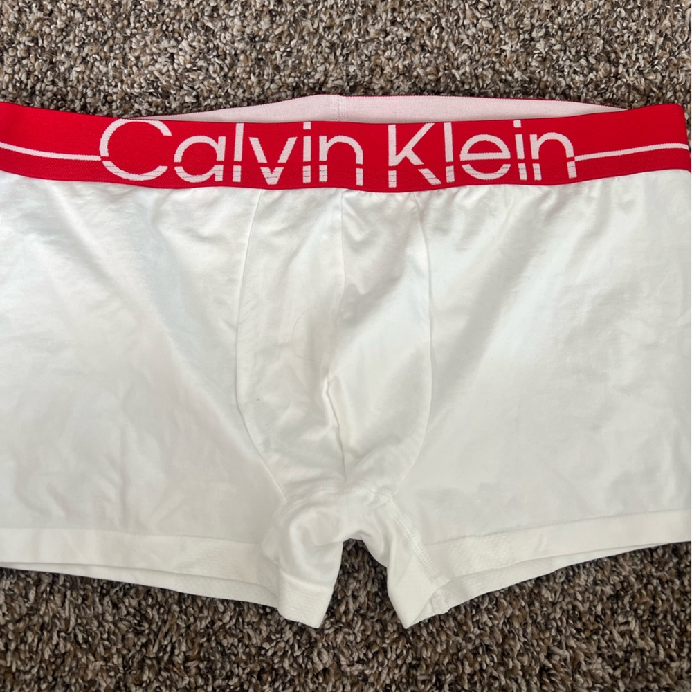 Calvin Klein White Briefs with Pink and Red Accents